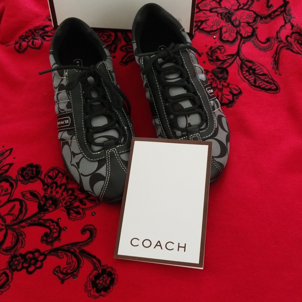 Coach black signature print sneakers Kirby 5.5 new in box - Picture 5 of 8